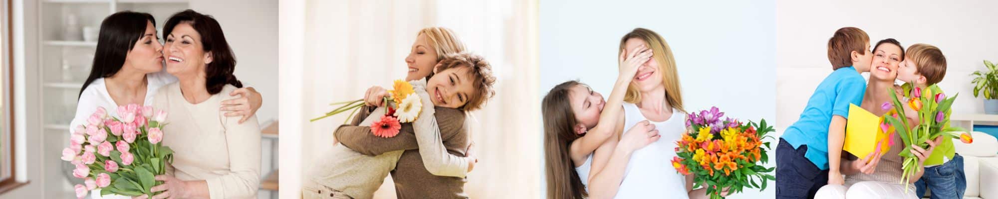 Mothers receiving Happy Birthday Flowers from their children.